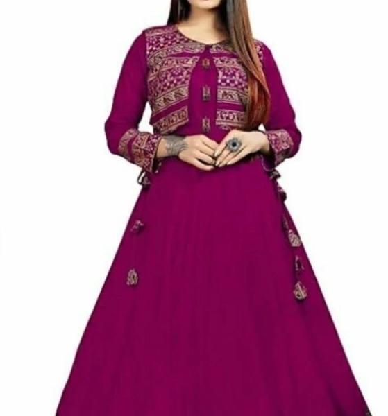 Printed Rayon Flared Readymade Anarkali Suit